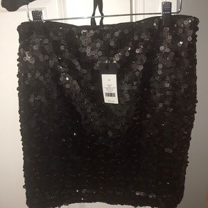 Black & Rose Gold Sequined Mini Skirt-new w/tag